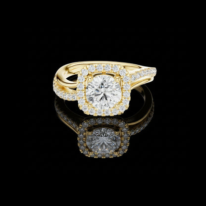 Round Halo Split Shank Lab Grown Diamond Ring