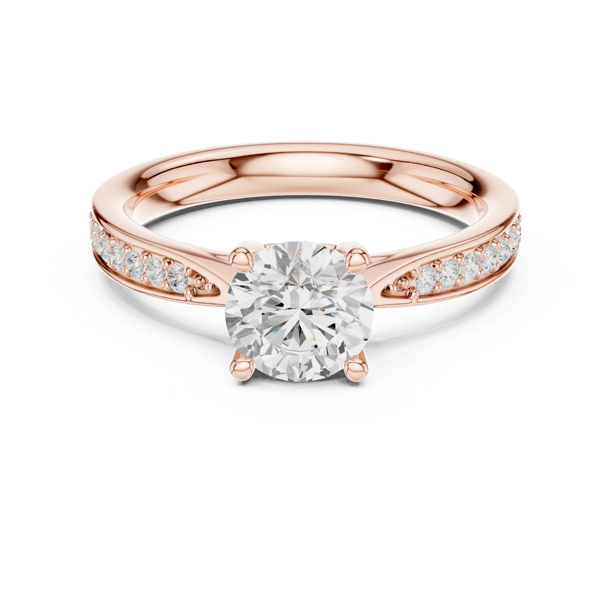 round lab diamond pave solitaire engagement ring - view 2