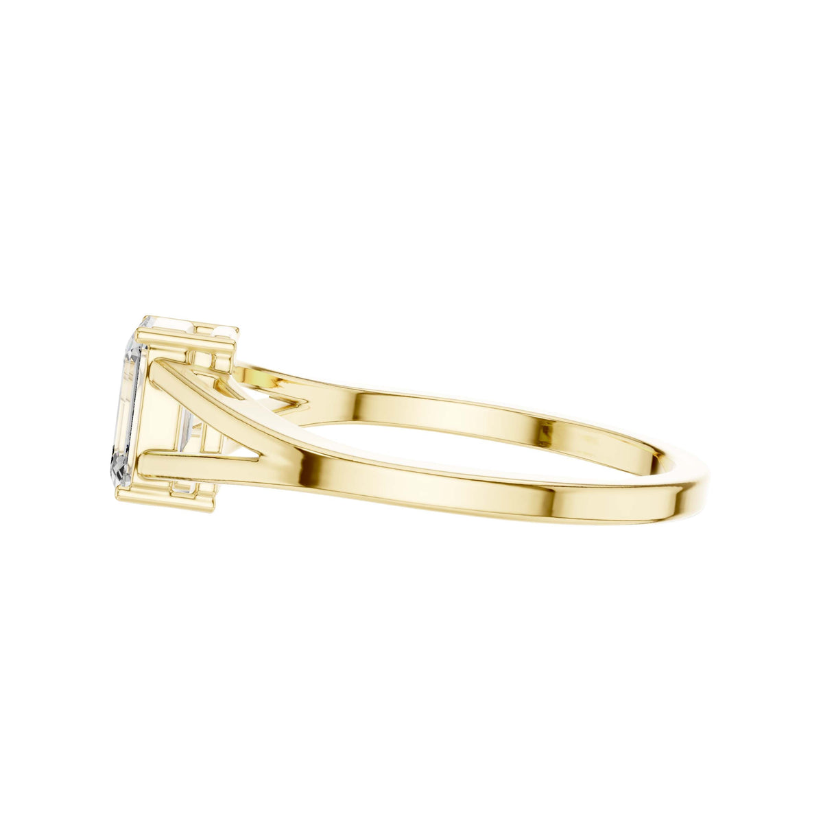 Emerald Cut Lab Diamond Split Shank Solitaire Ring - View 7