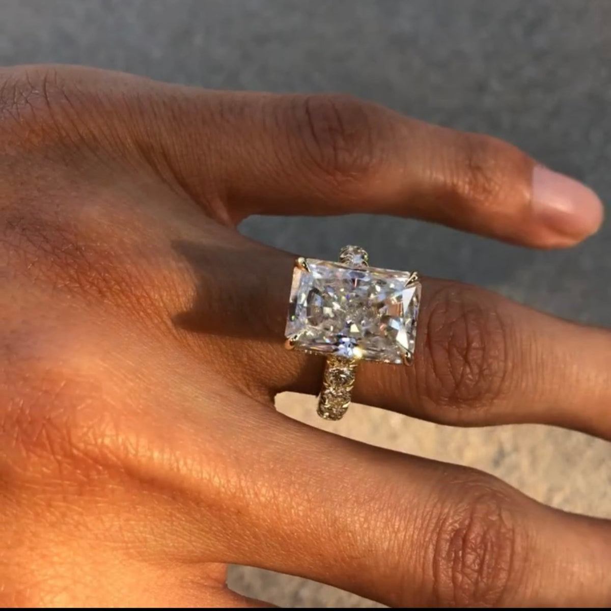 radiant cut solitaire lab diamond engagement ring
