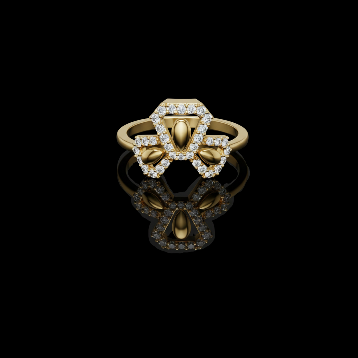 round cut trio lab diamond statement ring triple cluster