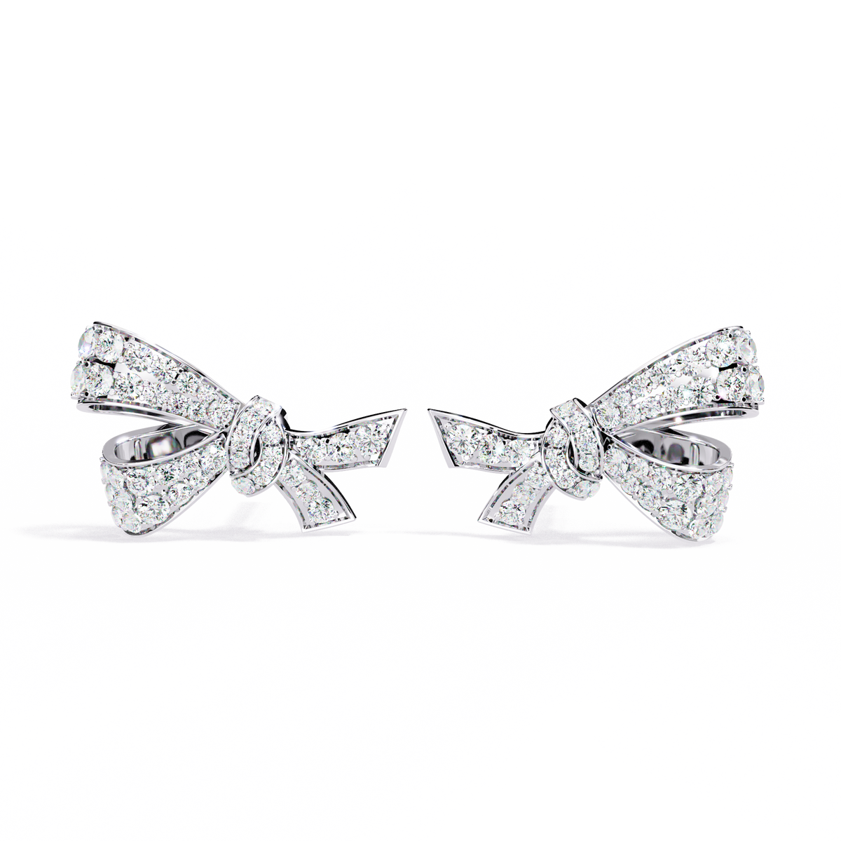 Exquisite Round Moissanite Radiant Ribbon Diamond Bow Stud with Sparkling Glamour Earring - View 3
