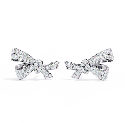 Exquisite Round Moissanite Radiant Ribbon Diamond Bow Stud with Sparkling Glamour Earring - View 3