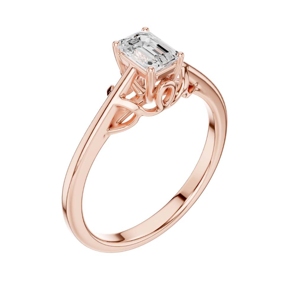 Emerald Cut Lab Diamond Solitaire Basket Ring - View 5