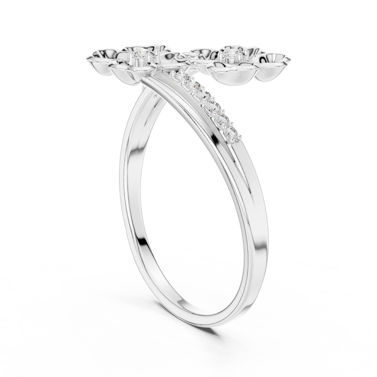 dual flower bypass split pave shank lab ring - view 7