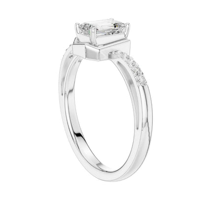Emerald Cut Lab Diamond Ring with Classic Bezel Setting - View 12