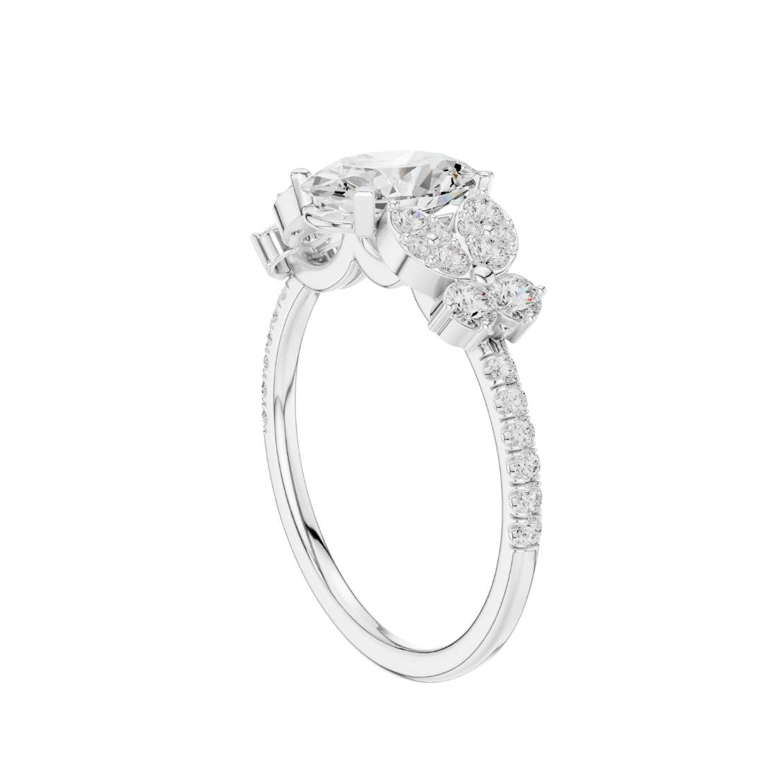 Oval Lab Diamond Cluster Setting Engagement Ring - View 12
