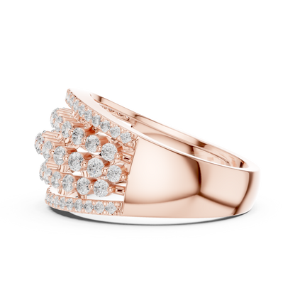 Multi Row Round Lab Diamond Wide Band Ring - View 9