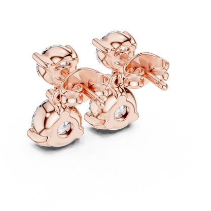 Dual Brilliance Round Moissanite Diamond Drop Earrings with Graduated Two Stone Design - View 6
