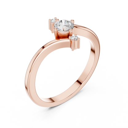 Round Contemporary Lab Diamond Bypass Ring - View 3