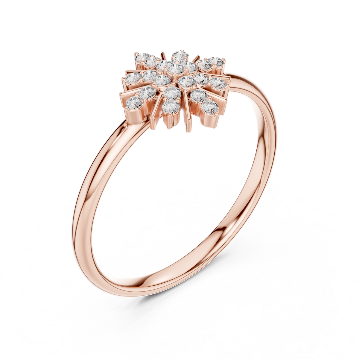 Round Lab Diamond Starburst Cluster Statement Ring - View 3