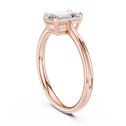 Emerald Cut Lab Diamond Solitaire Engagement Ring - View 6