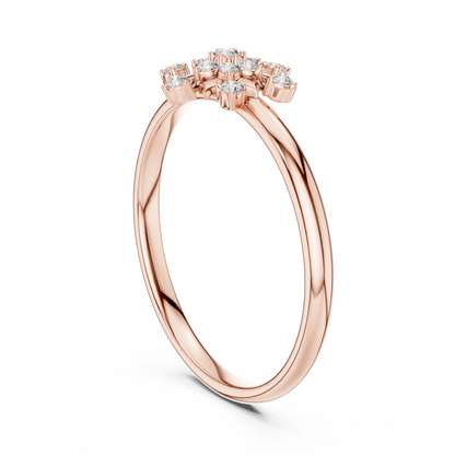 Round Lab Diamond Floral Cluster Ring - View 6