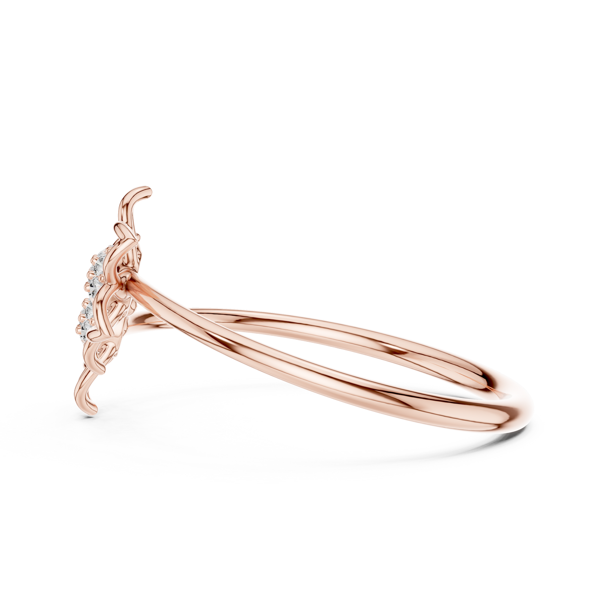 Double Flower Round Lab Diamond Openwork Floral Ring - View 9