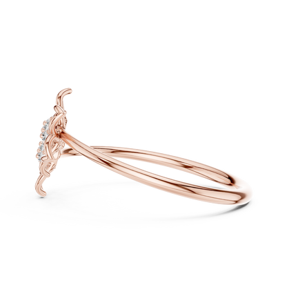 Double Flower Round Lab Diamond Openwork Floral Ring - View 9