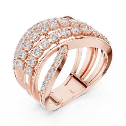 Round Lab Diamond Multi Layer Crossover Engagement Ring - View 6