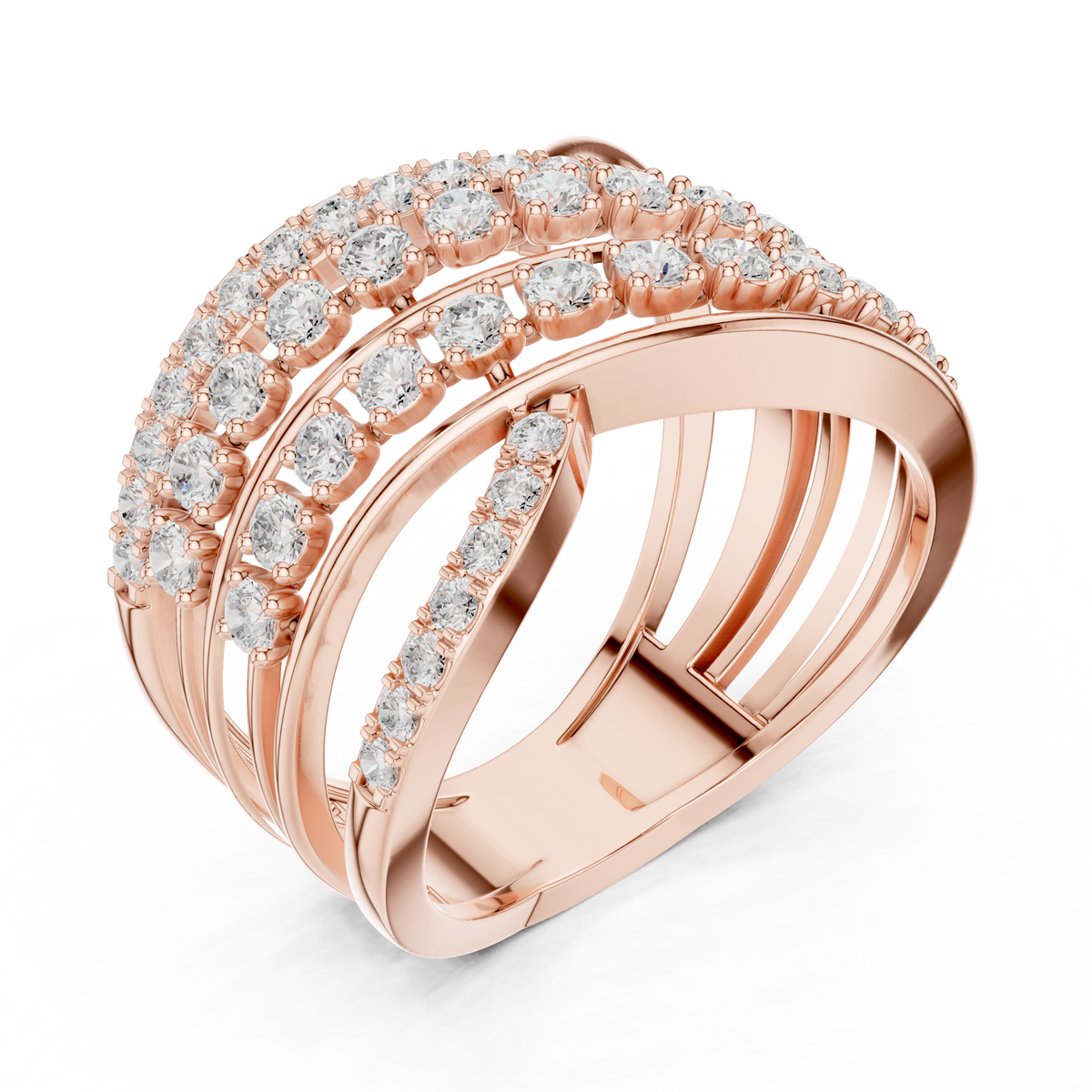round moissanite diamond multi layer crossover engagement ring - view 6