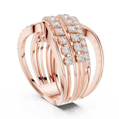 Round Lab Diamond Multi Layer Crossover Engagement Ring - View 3