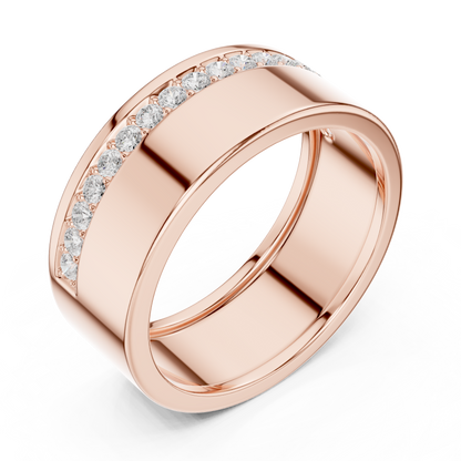 Round Cut Moissanite Diamond Men's Wide Channel Set Eternity Band - View 3