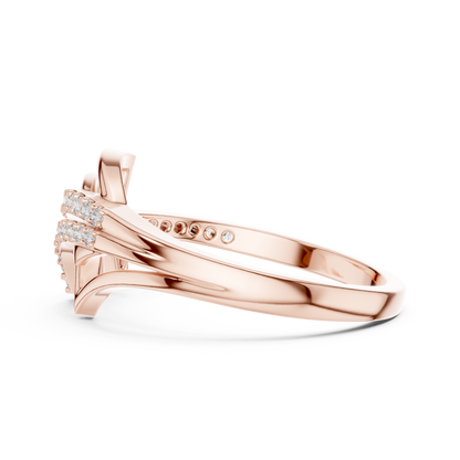 Crossover Pave Setting Round Lab Diamond Engagement Ring - View 9