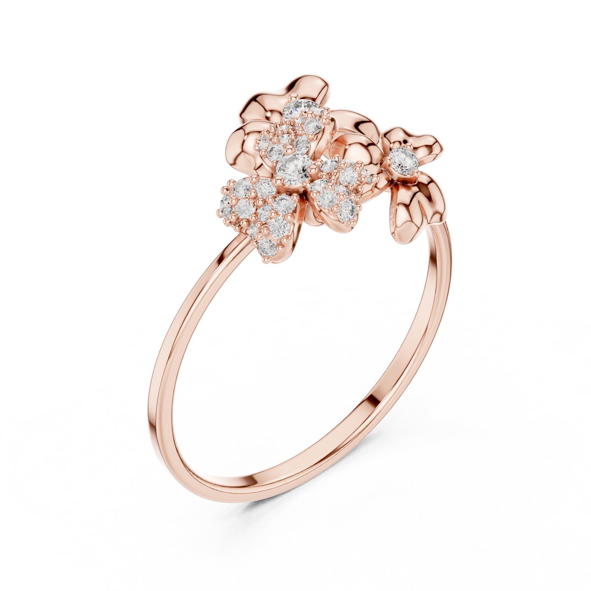 Round Lab Diamond Floral Cluster Statement Ring - View 3