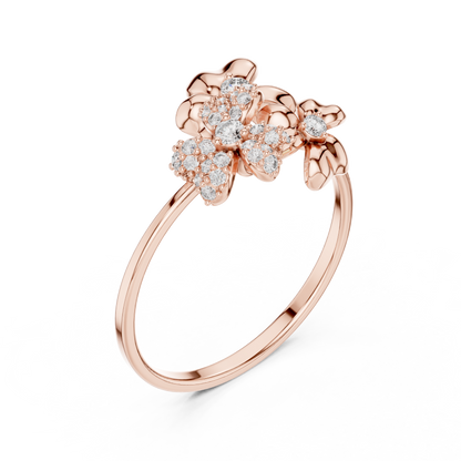 Round Moissanite Diamond Floral Cluster Statement Ring - View 3