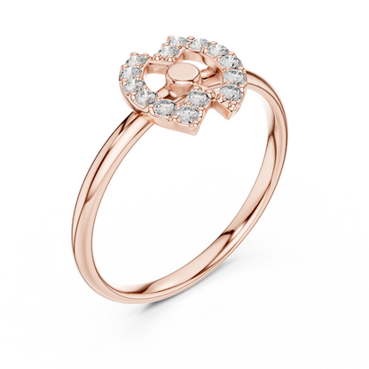 Round Diamond Open Circle Halo Moissanite Diamond Ring - View 3