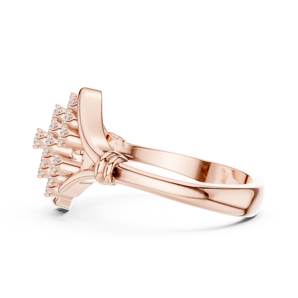 round cut lab diamond ring elegant wave framed design - view 9