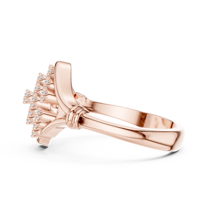 Round Cut Lab Diamond Ring Elegant Wave Framed Design - View 9
