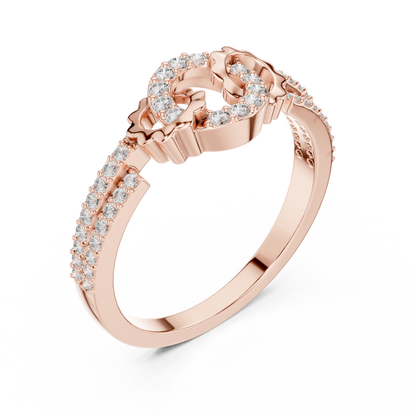 Round Cut Moissanite Diamond Interlinked Halo Statement Ring Pave Band - View 3
