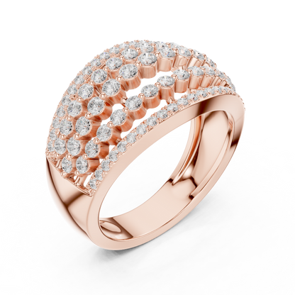 Multi Row Round Lab Diamond Wide Band Ring - View 3