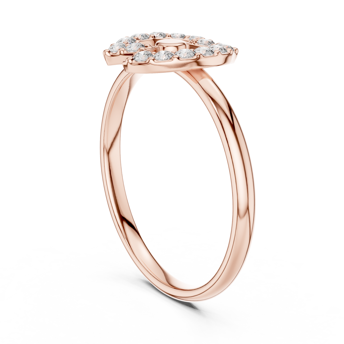 round diamond open circle halo moissanite diamond ring - view 6
