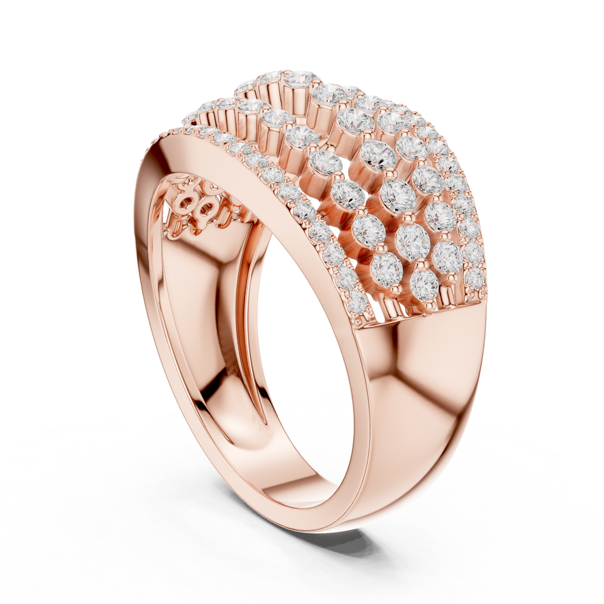 multi row round lab diamond wide band ring - view 6