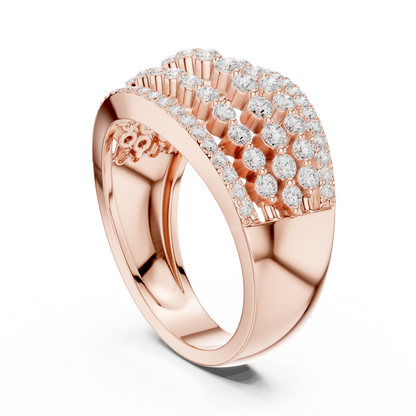 Multi Row Round Lab Diamond Wide Band Ring - View 6
