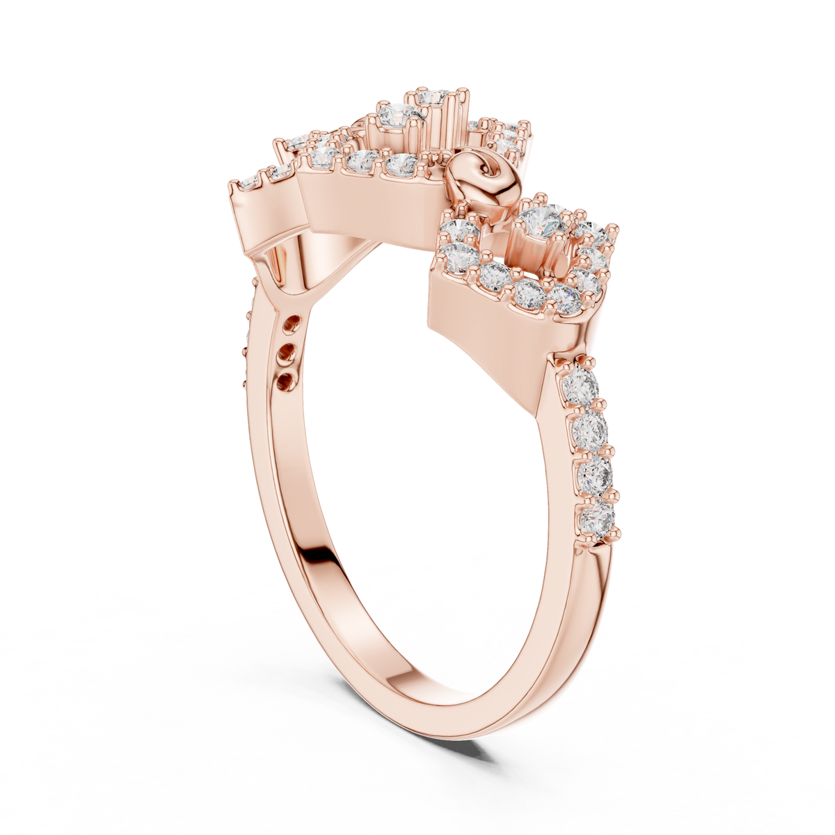 Round Cut Crown Moissanite Diamond Statement Ring - View 2