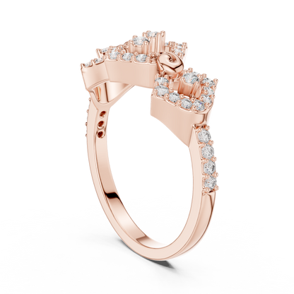Round Cut Crown Moissanite Diamond Statement Ring - View 2
