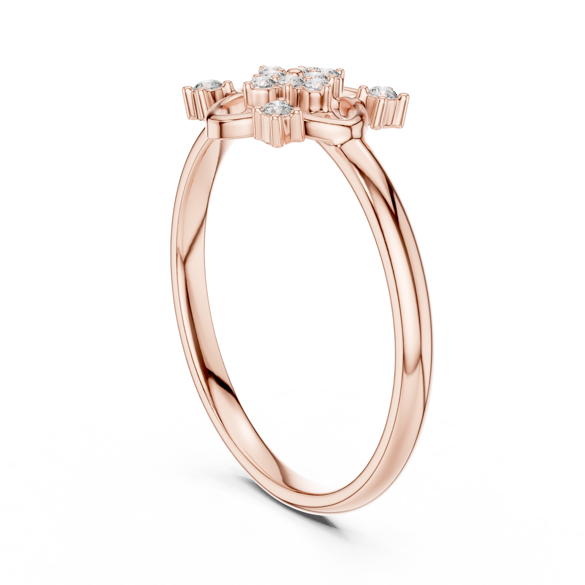 round lab diamond clover floral ring - view 6