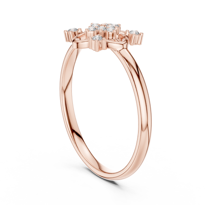 Round Lab Diamond Clover Floral Ring - View 6