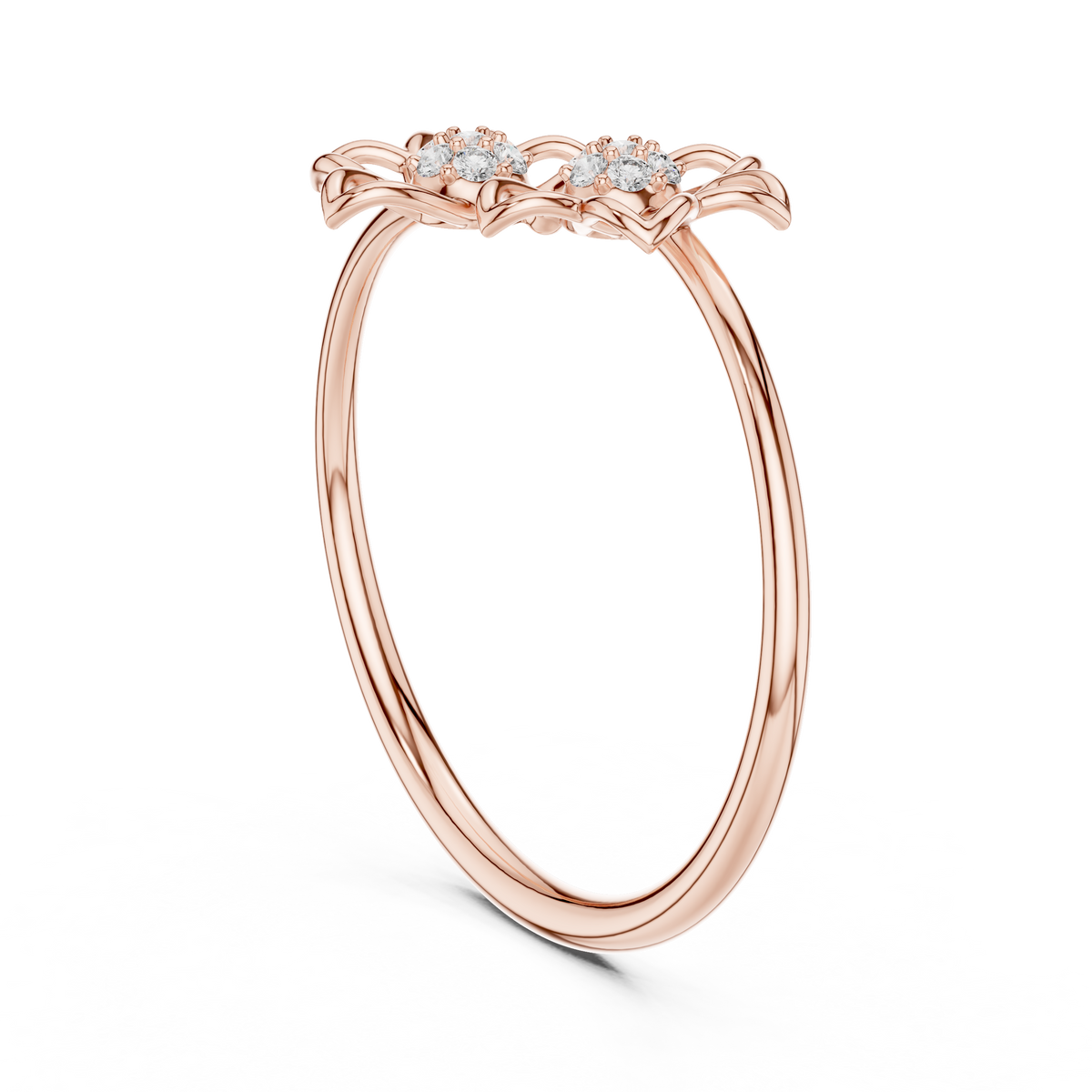 double flower round lab diamond openwork floral ring - view 6