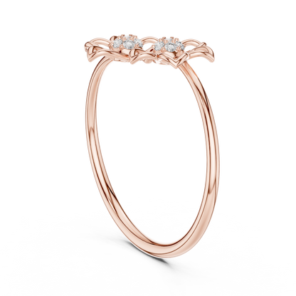Double Flower Round Lab Diamond Openwork Floral Ring - View 6