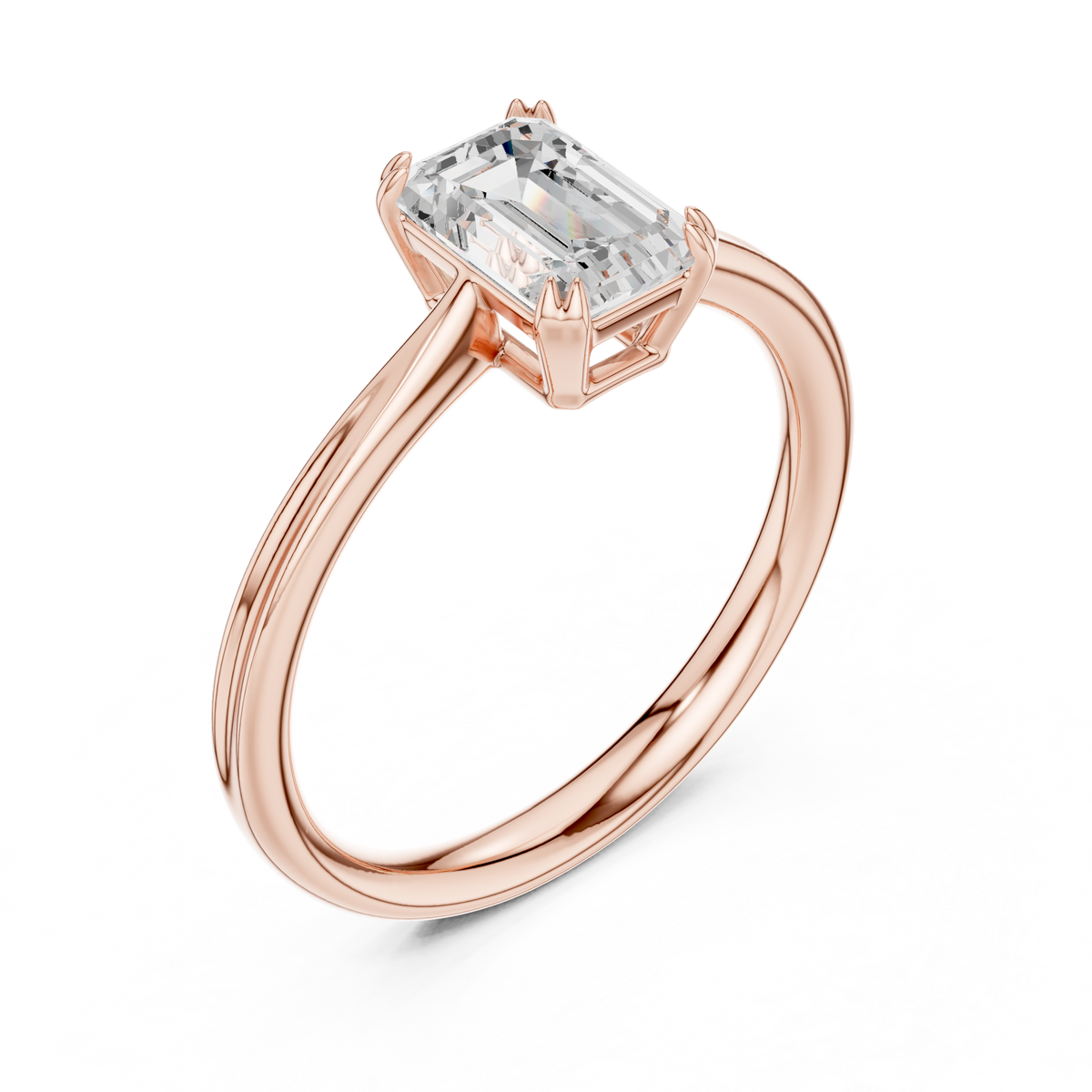 emerald cut lab diamond solitaire engagement ring - view 3