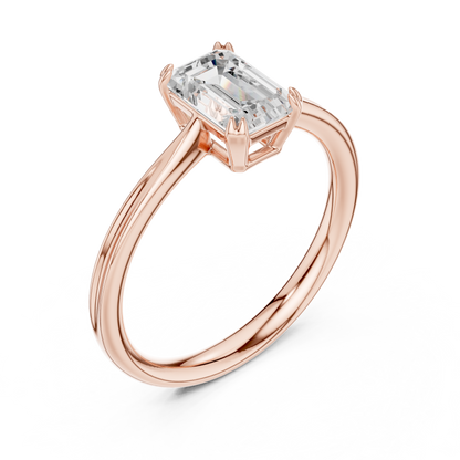 Emerald Cut Lab Diamond Solitaire Engagement Ring - View 3