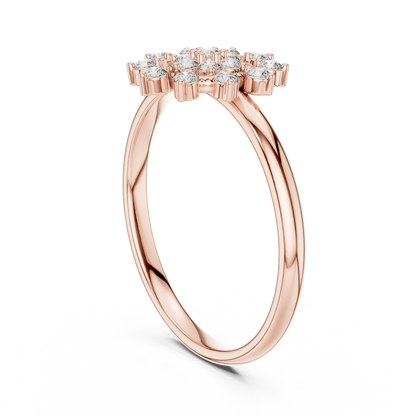 Round Cut Cluster Floral Lab Diamond Split Shank Ring - View 6