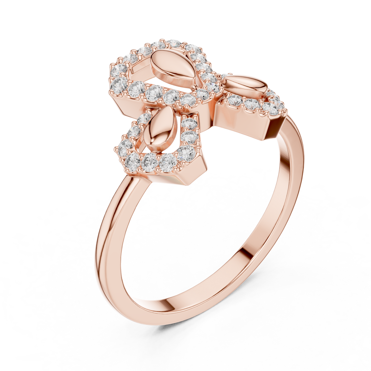 round cut trio lab diamond statement ring triple cluster - view 3