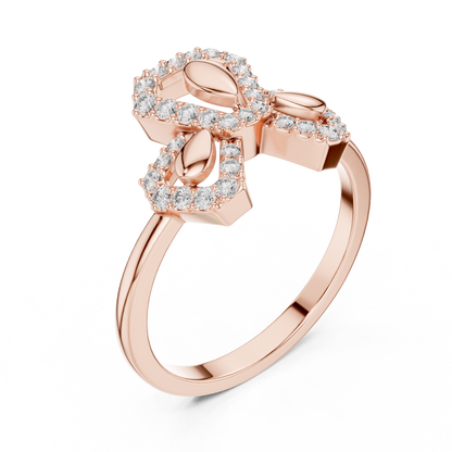 Round Cut Trio Lab Diamond Statement Ring Triple Cluster - View 3