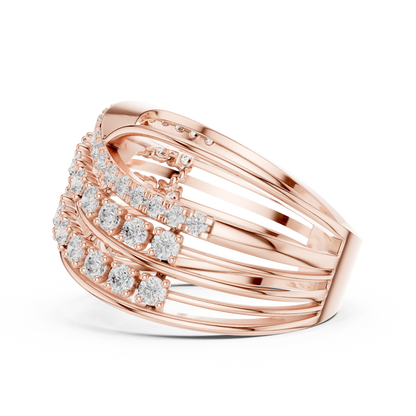 Round Lab Diamond Multi Layer Crossover Engagement Ring - View 9