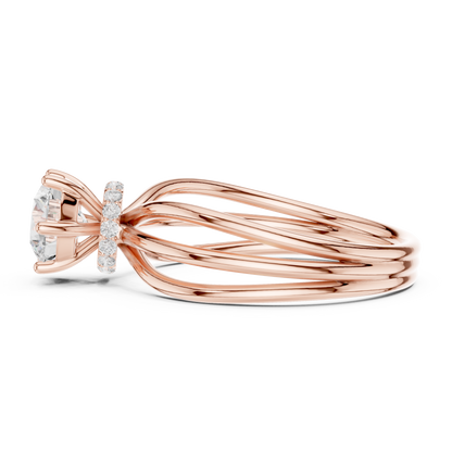 Triple Row Round Lab Diamond Solitaire Engagement Ring - View 9