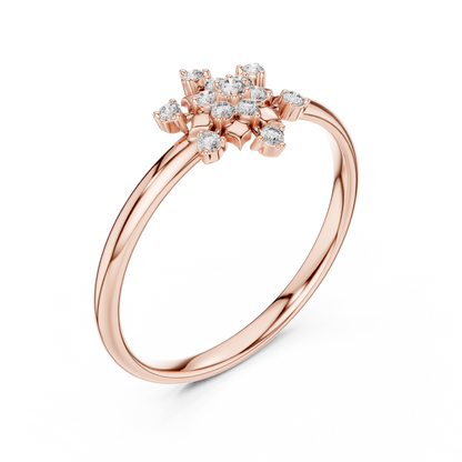 Round Lab Diamond Floral Cluster Ring - View 3