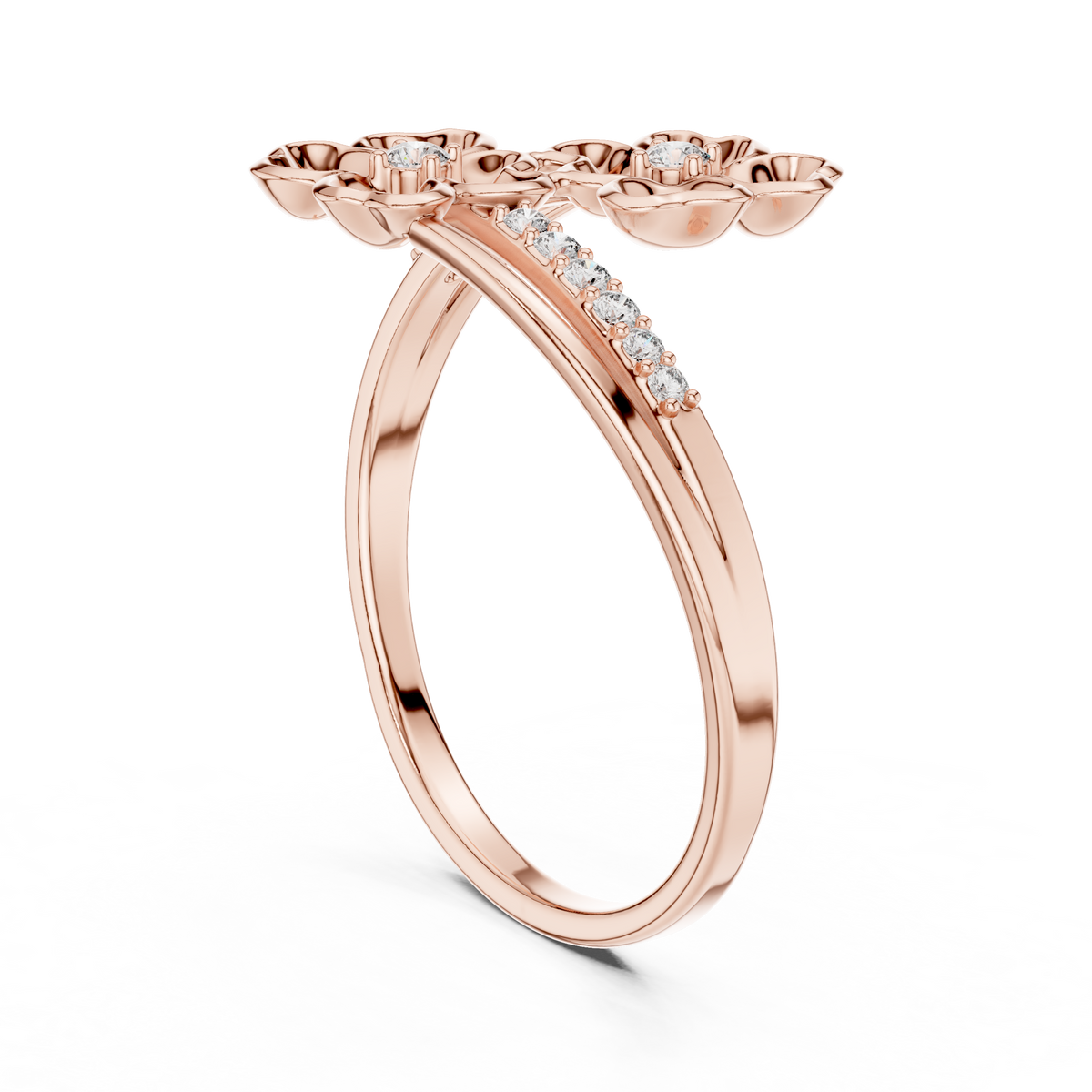 dual flower bypass split pave shank lab ring - view 6