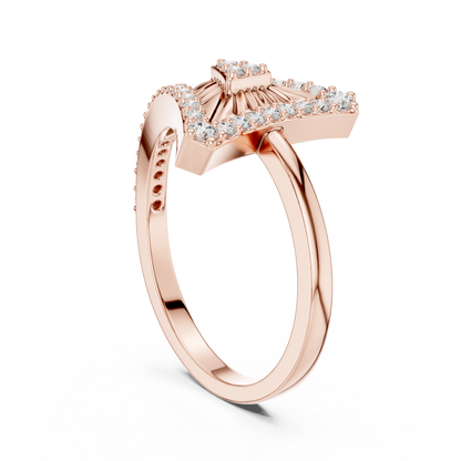 Triangle Round Moissanite Diamond Statement Ring Geometric Pave Design - View 6